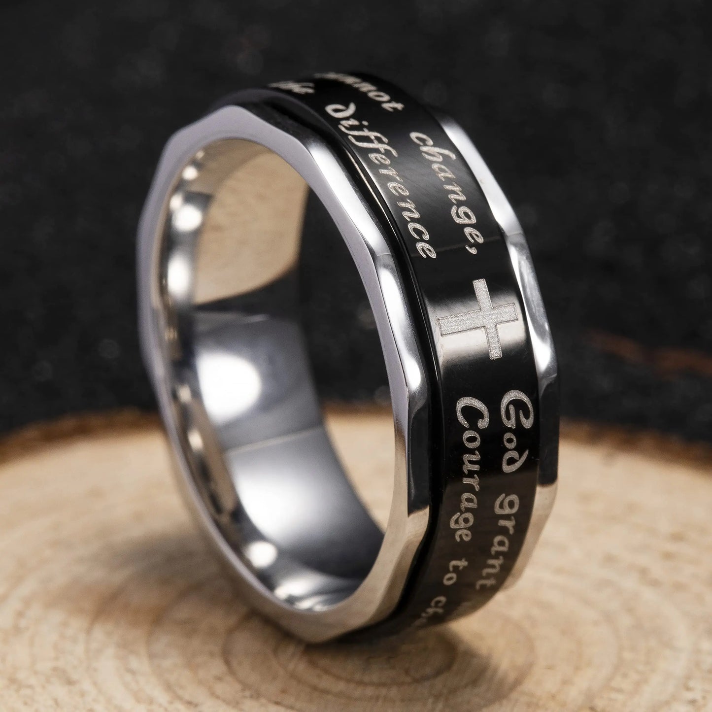 Unisex Edelstahl Ring mit Vater unser auf Englisch