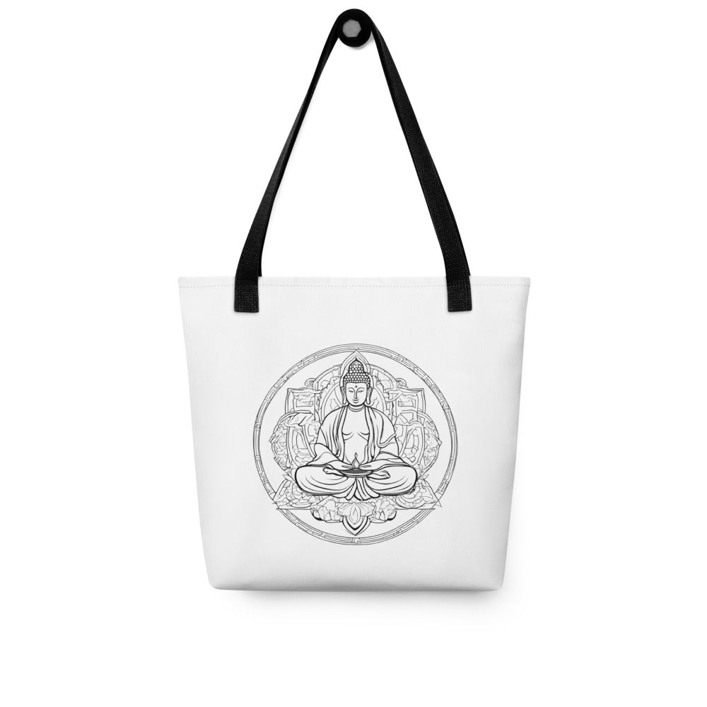 Stofftasche weiß Buddha im Kreis