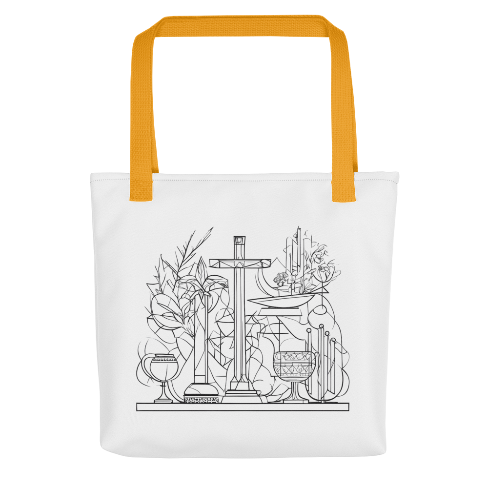 Stofftasche weiß Kreuz & Weinkelche