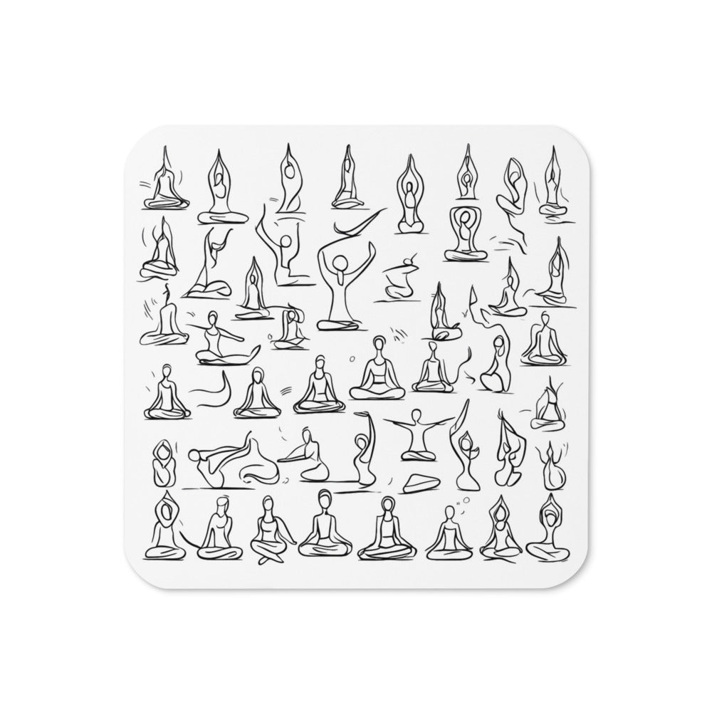 Korkuntersetzer weiß Yoga Figuren