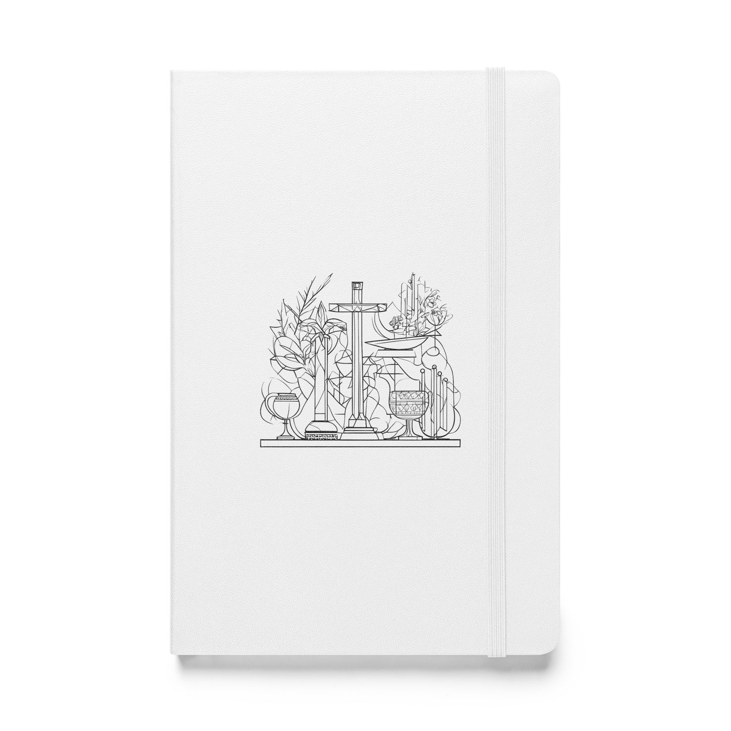 Hardcover Notizbuch weiß Kreuz & Weinkelche