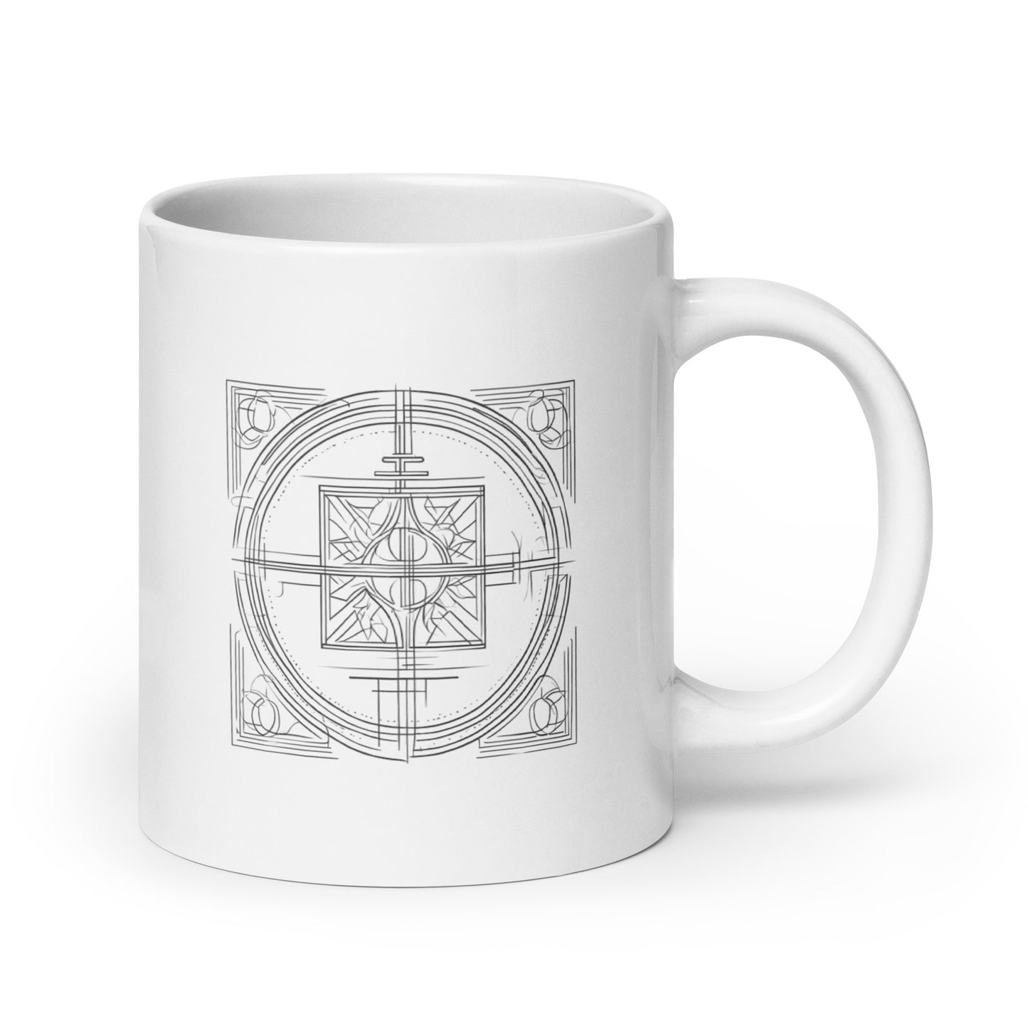 Tasse weiß glänzend Kreuz graphisch