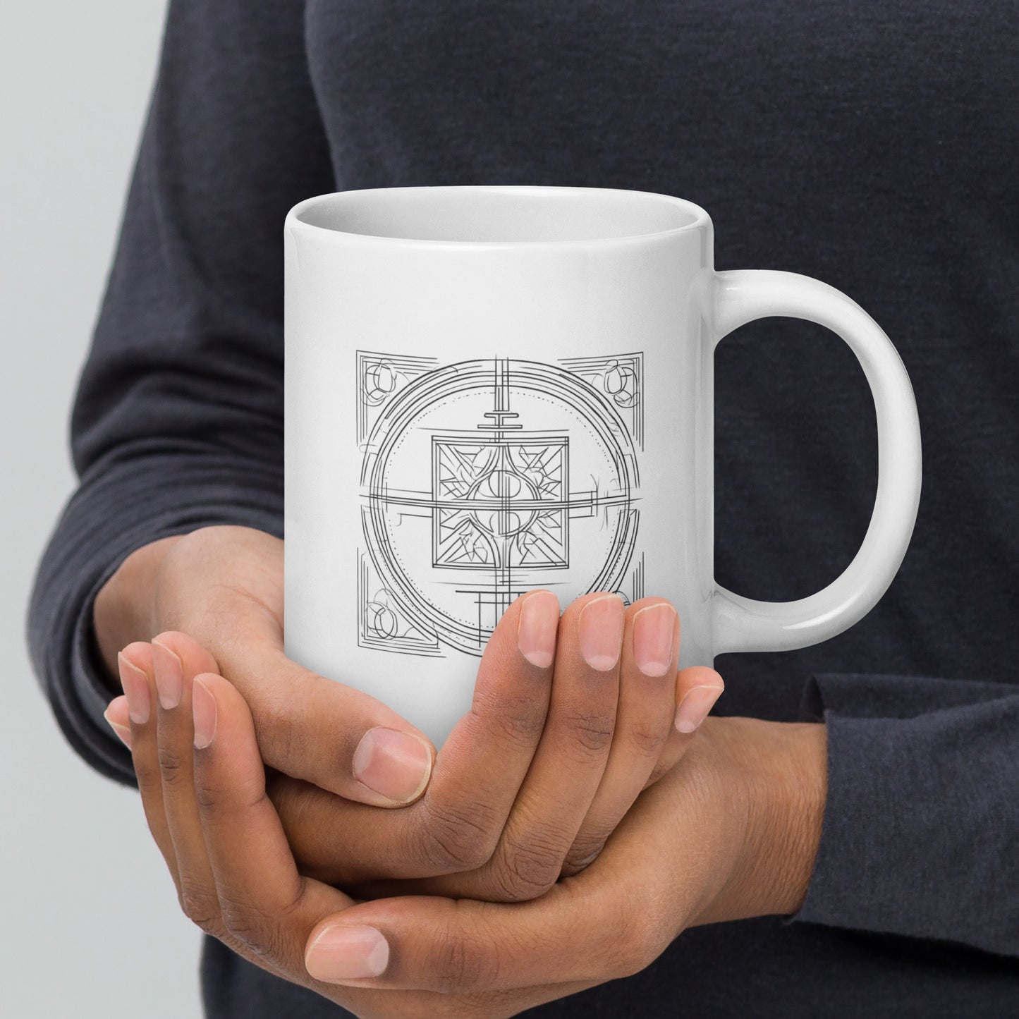 Tasse weiß glänzend Kreuz graphisch